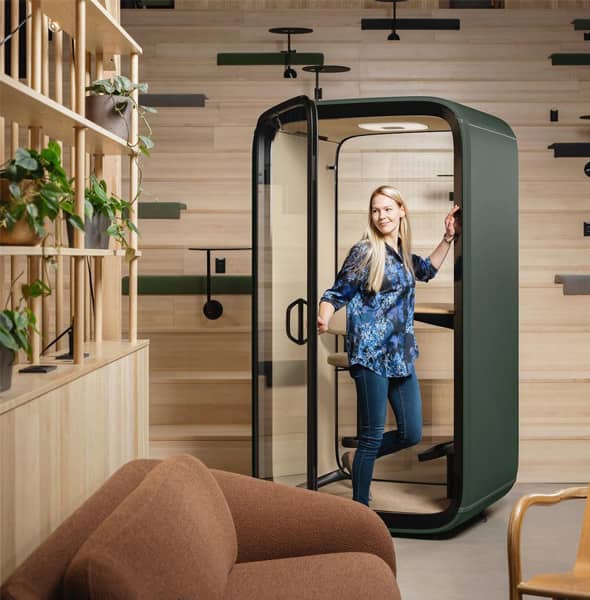 Office pod with wood exterior