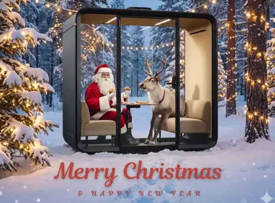 Santa in an office pod