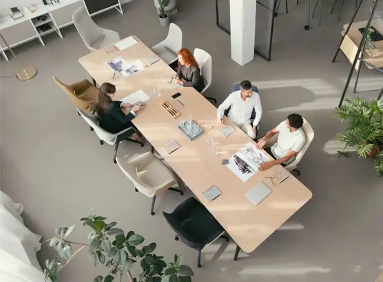 Modern long meeting table in wood