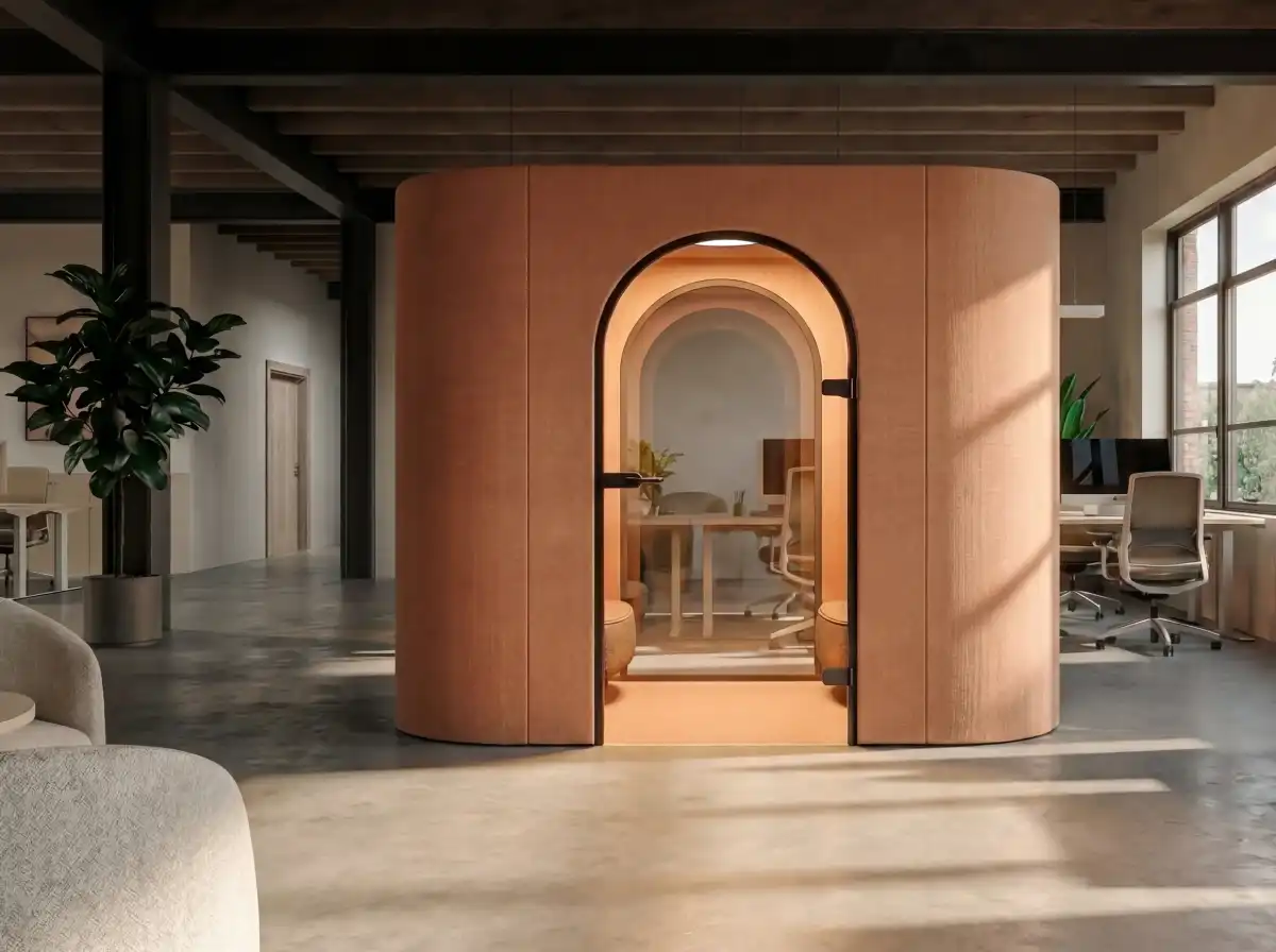 Eve wellbeing office pod with arched doors & windows