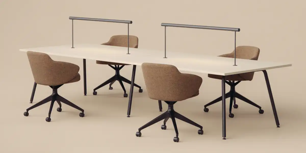 Jasper collaborative office desk with library task lighting lamps
