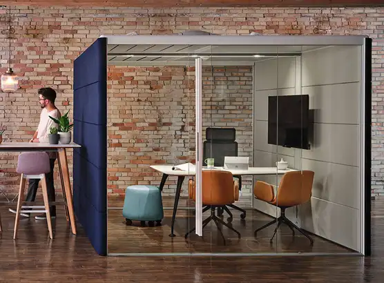 Acoustic office pod with fabric walls