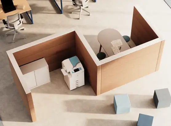 Acoustic office partitions preventing sound from travelling