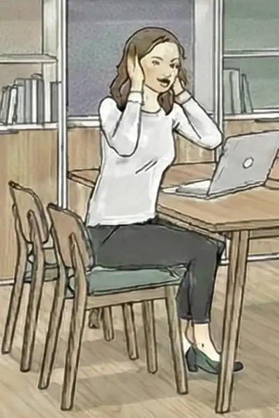 An office worker being distracted by noise