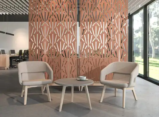 Suspended PET panels in waiting area