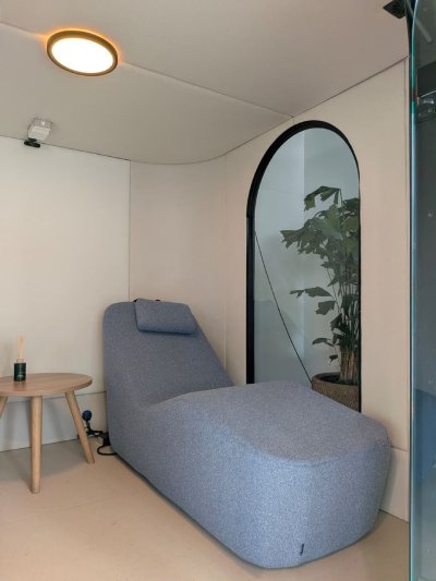 A wellbeing chair bed in the Eve pod