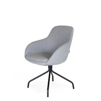 Upholstered lounge chair in grey fabric with black tube legs