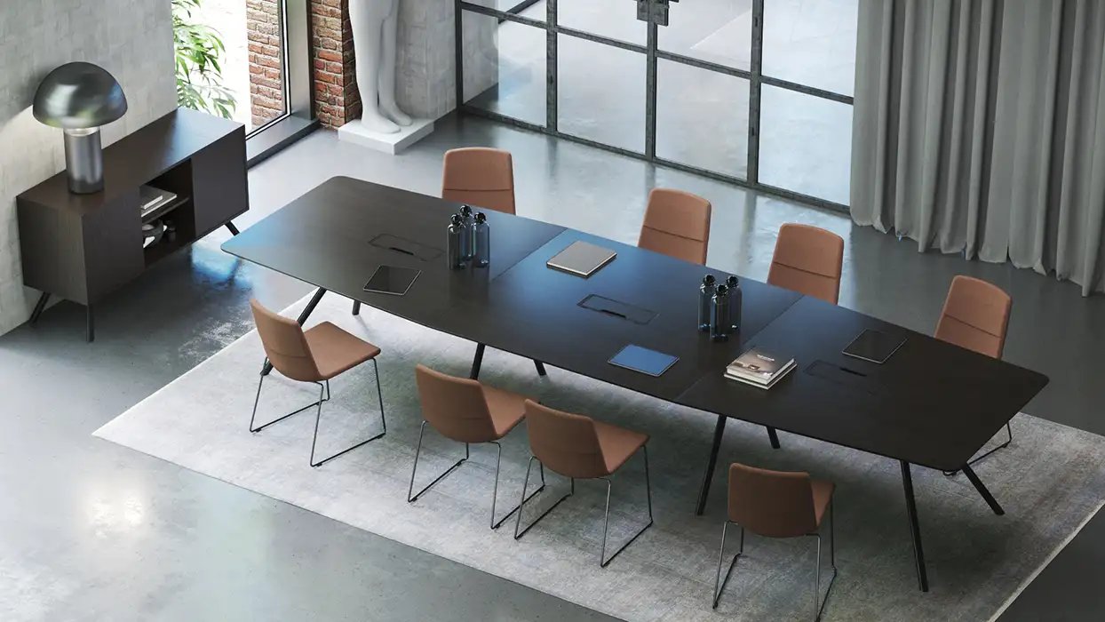 Walnut veneer large Arqus meeting table