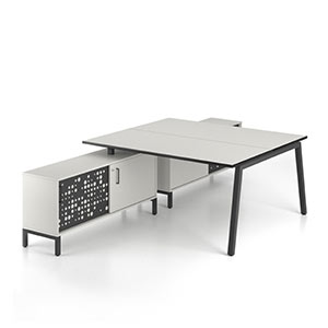 A frame desk with storage support