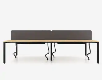 4-user modular office bench desk with dividing screens