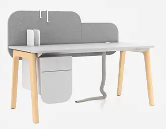 Levitate desk with wood legs and fixed drawers