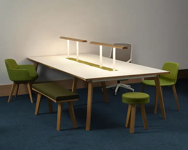 Martin Bench Table with Library lighting