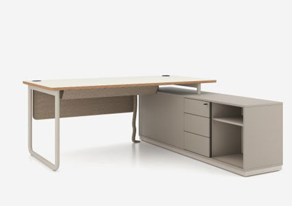 Management desk with side storage