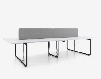 Work and Play bench office desk with desk end meeting extension and loop legs