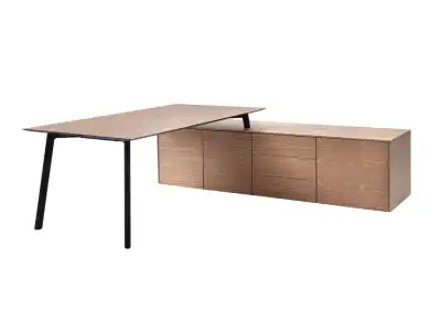 Modern executive desk with low side storage