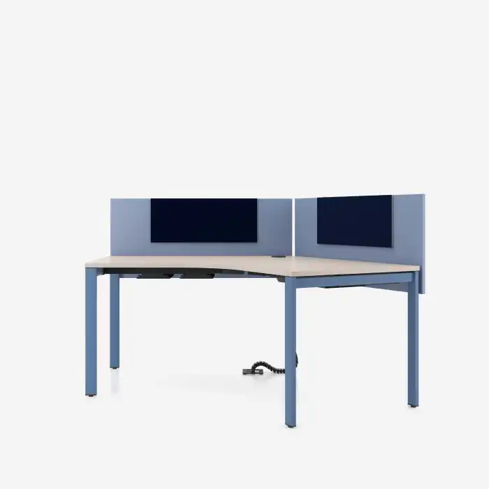 120 degree office desk with back panel dividers