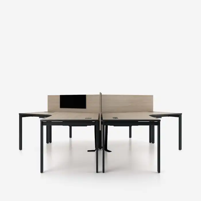 120 degree cluster of 3 office desks