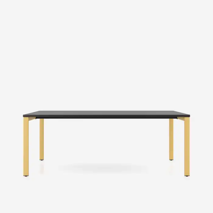 Black desk with yellow legs