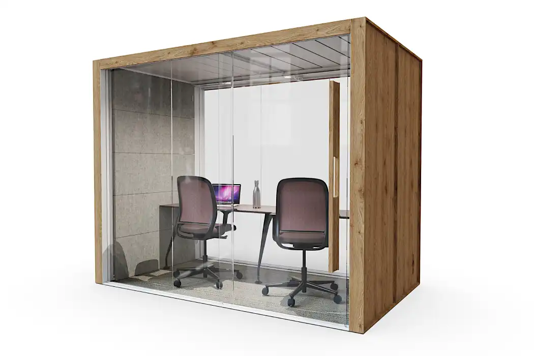 Air-23 oak panel office pod Office pod with wood veneer exterior