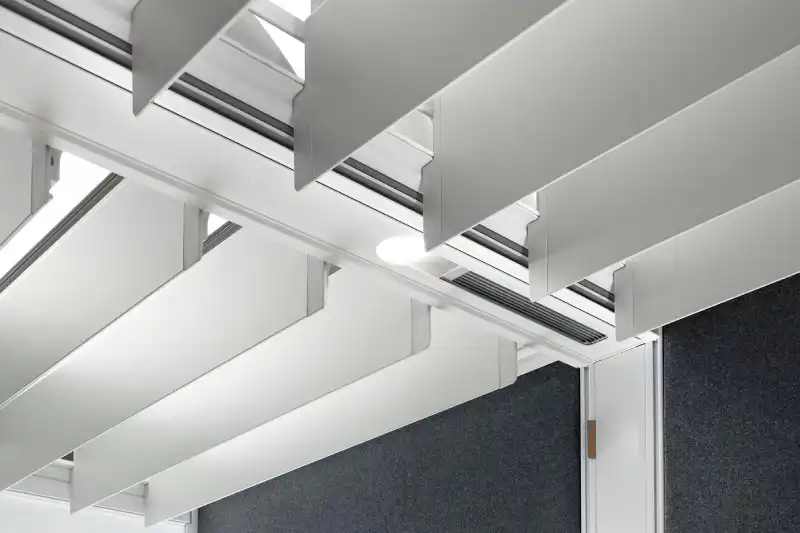 Air3 acoustic pod roof slats in fully open vertical position