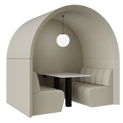 Archie 4-seater office pod with full back wall
