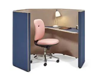 Levitate Scandinavian style desk with solid oak legs and upholstered divider