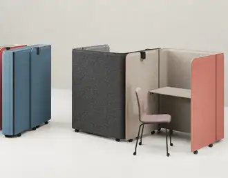 Brainy folding work booth on castors with folding desk