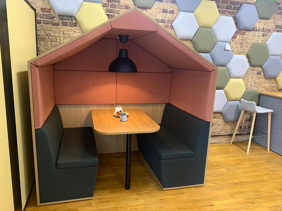 Pitched roof office booth