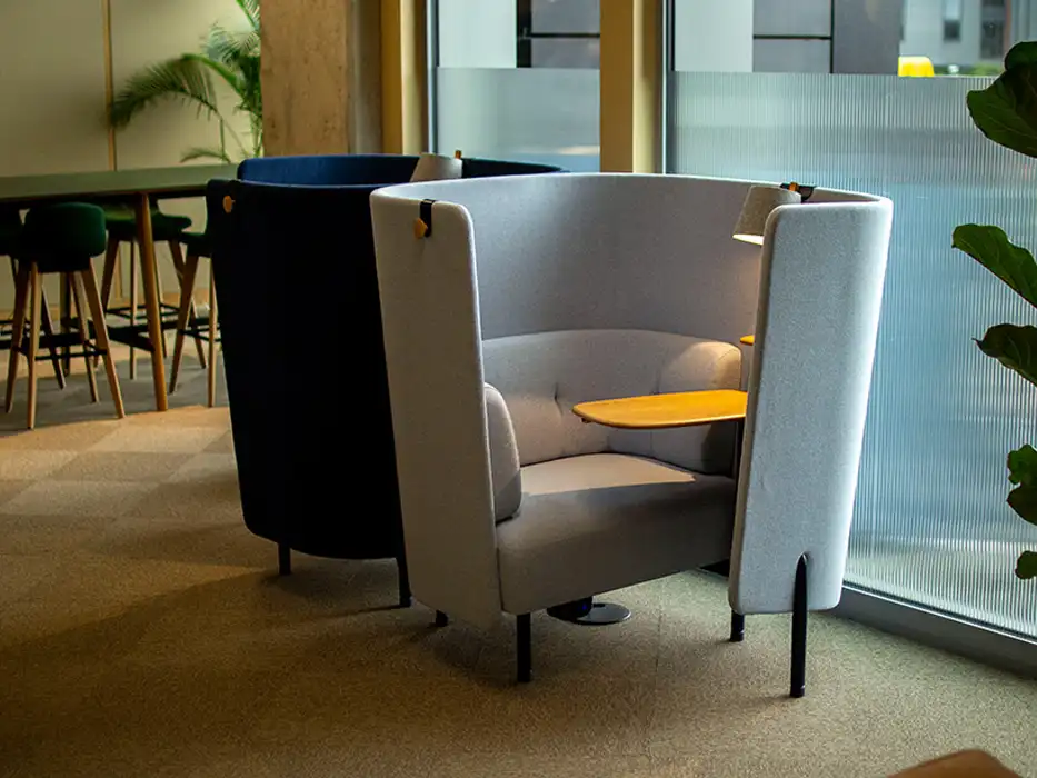 Diggs privacy booth near breakout space