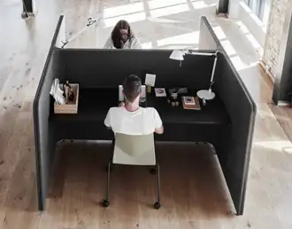 Fourden work booth with large desk