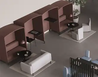 FourHut office booths, screens and seating range
