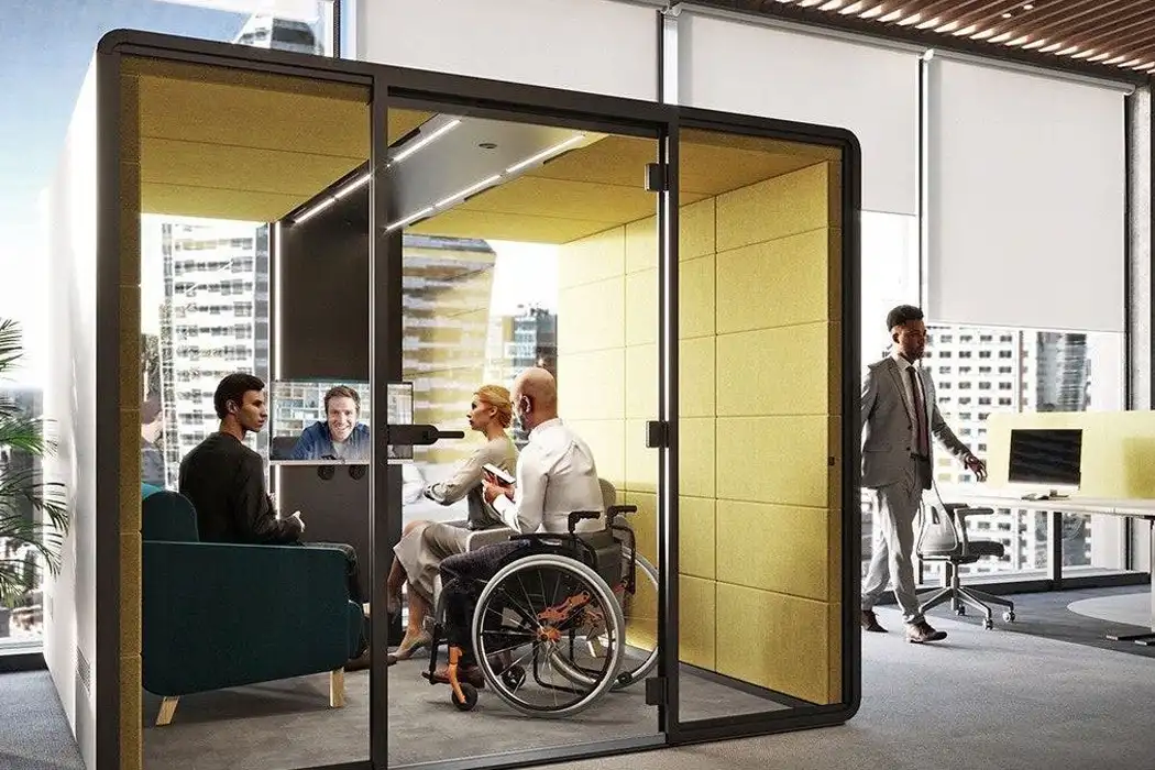 Large Hush Accessible pod for wheelchair access, with extra wide door.