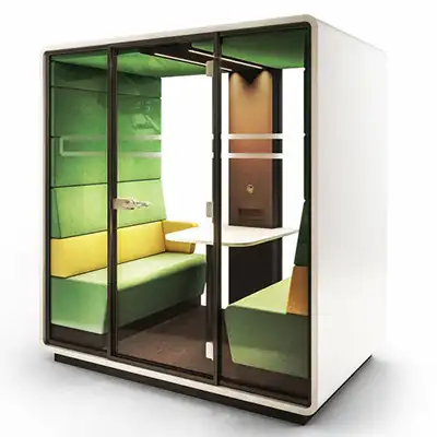 4-user meeting pod with built-in seating & table