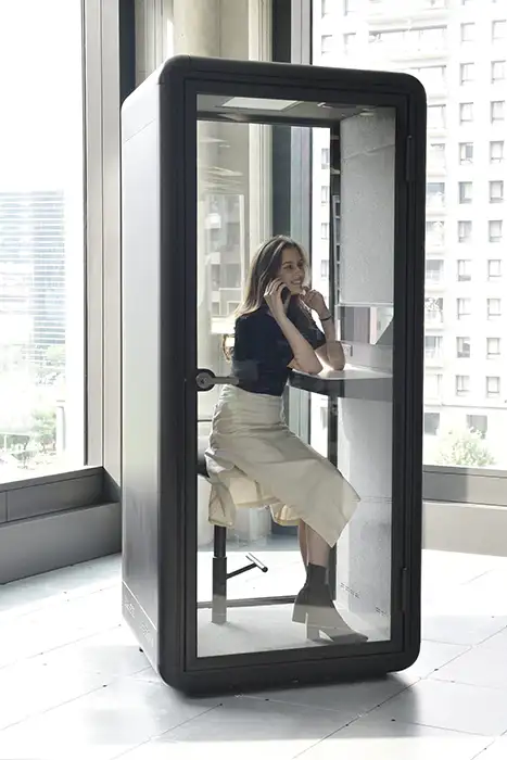 Kolo Solo Phone Booth with high stool and desk shelf