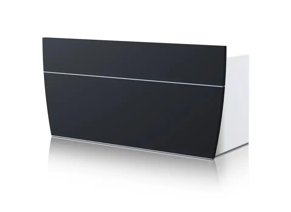 Black boat-shaped compact reception desk