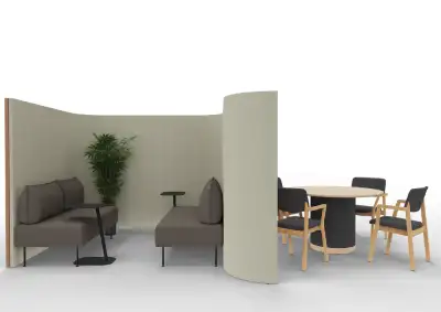 Freestanding curved dual function office screens