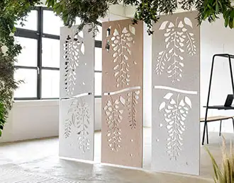 Puzzle acoustic baffles in workspace