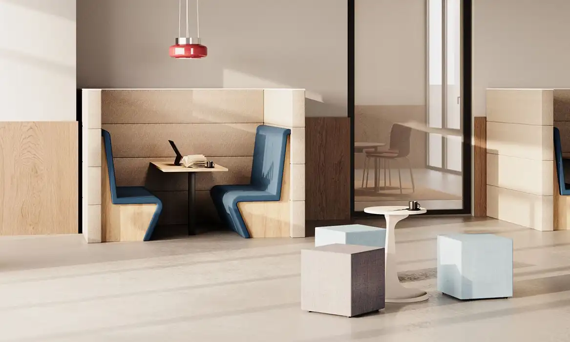 Sand Wall Booth with seating and built-in table