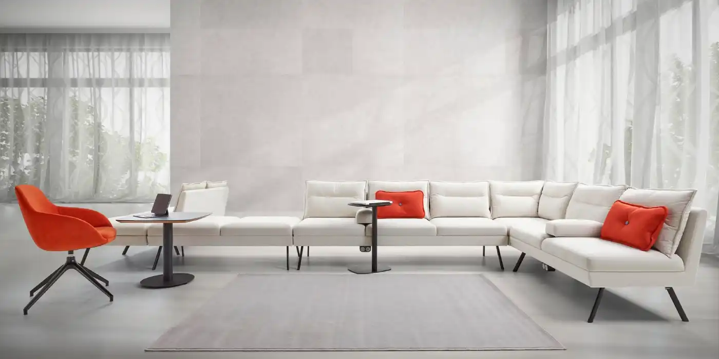 Contemporary modular armless corner sofa for offices