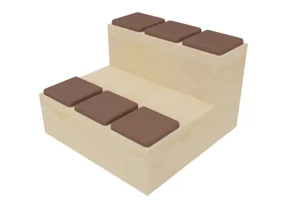 2-tier bleacher seating in birch plywood with seat pads
