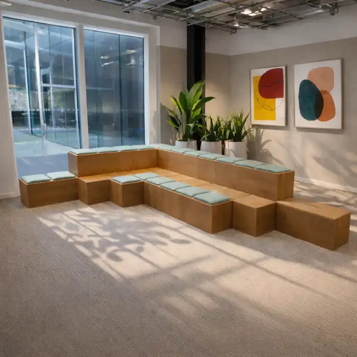 Stackable tiered seating in L-shape