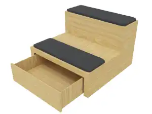 Oak bleacher tiered seating with drawer storage