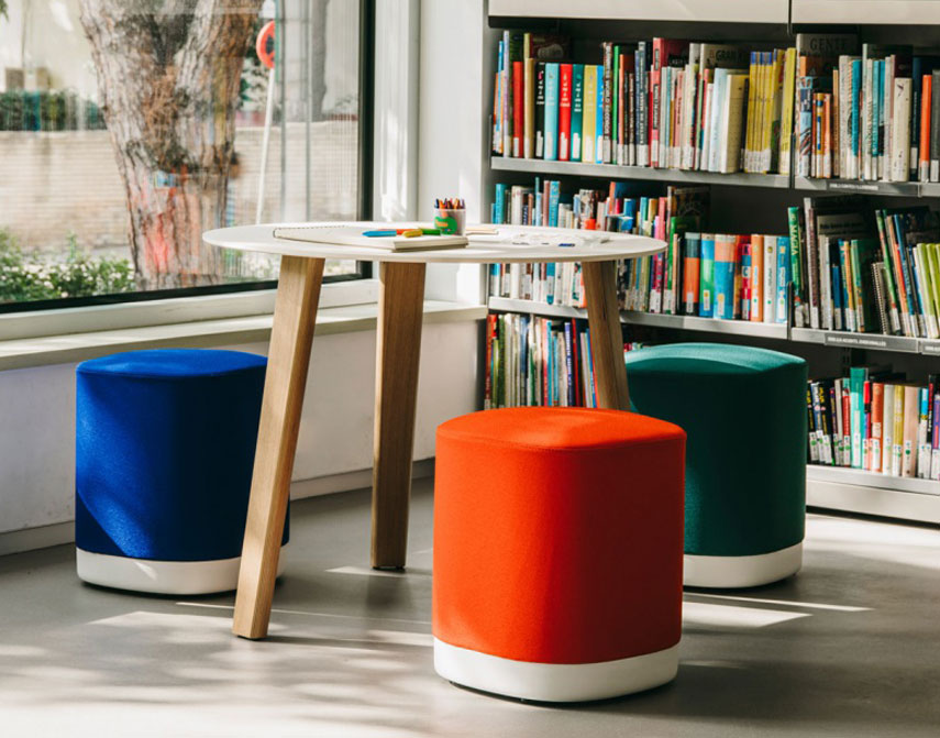 Puck office stools around a table