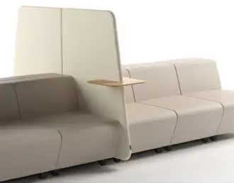 Lounge island seating with privacy partitions for public spaces