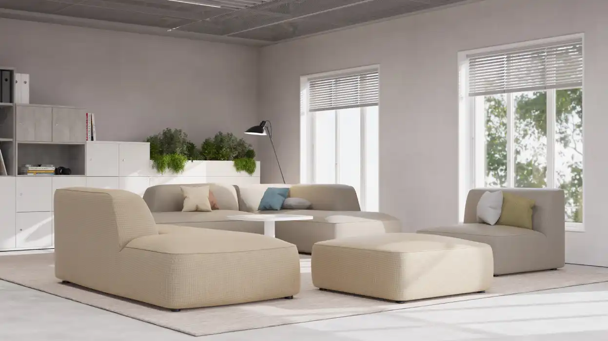 Tide two-seat sofa with angled backrest