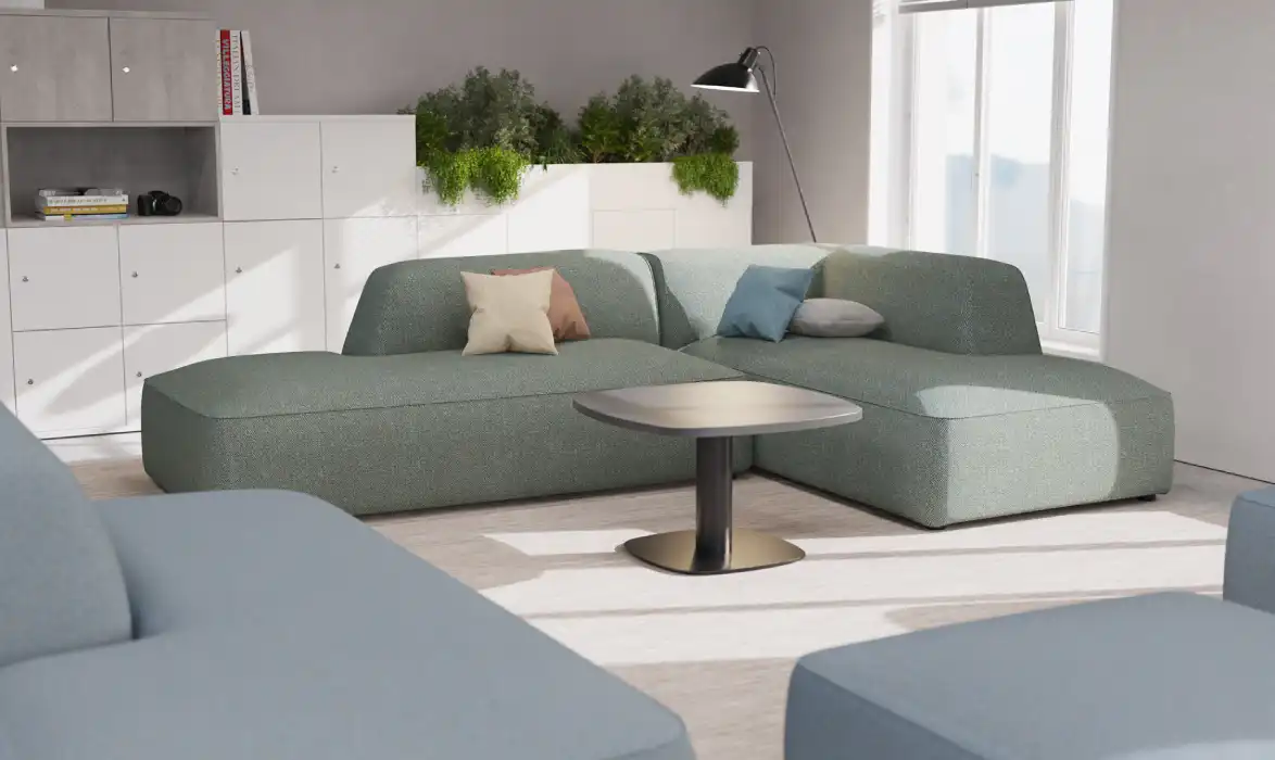 Tide chaise with armrest in a reception area