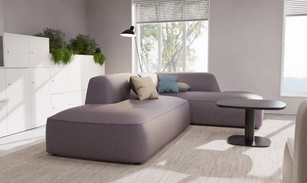 Tide modular seating in a corner arrangement