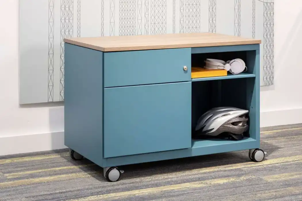 Blue office Caddy with 2 drawers & melamine top