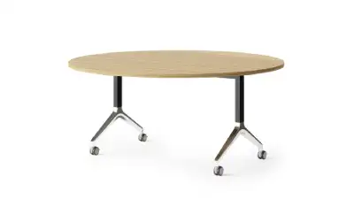 Mobile folding round meeting table