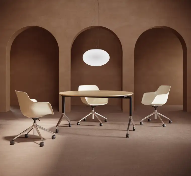 Deploy round folding mobile meeting table